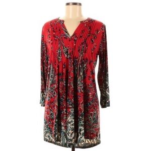 La Cera MD Red Paisley Long Sleeve Tunic/Mini (BAG2)